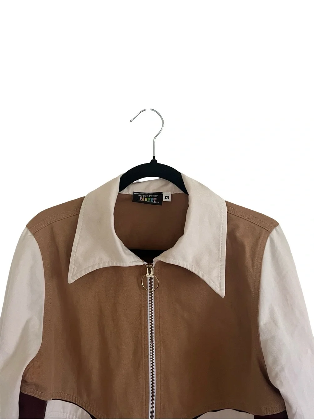 Big Bud Press Colorblock Brown Tan Zip Up Jacket Medium